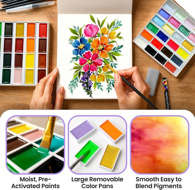 Detalle de Chalkola Watercolour Paint Set 48 colours