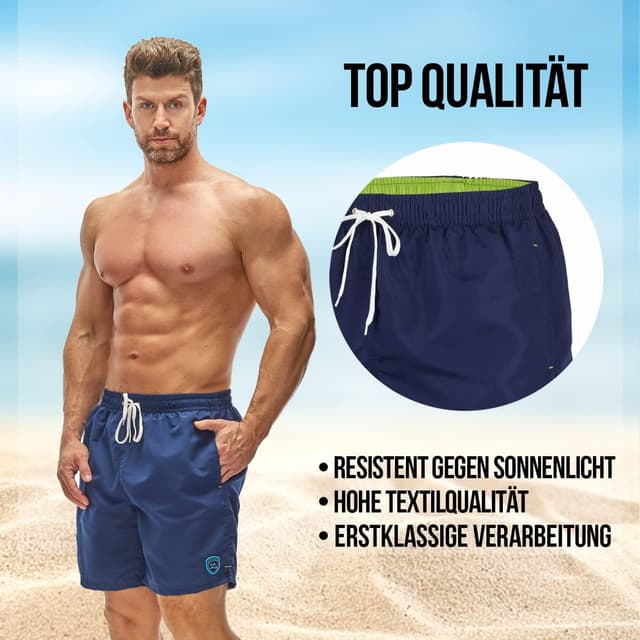 Detalle de Zagano Adam Lipski Badehose Herren schnelltrocknend (Boardshorts-Style) mit Kordelzug – S bis 6XL