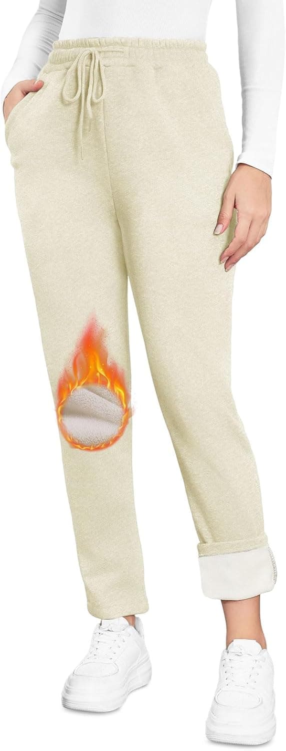 Thumbnail 6 de Kfnire Warme Jogginghose Damen Winter mit Sherpa-Fleece-Fütterung, Thermo-Shortschnitt & Kordelzug