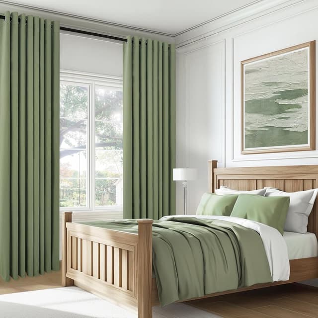 Detalle 2 de Rideaux occultants courts à œillets Topfinel vert sauge L140 x H175 cm (lot de 2) pour chambre