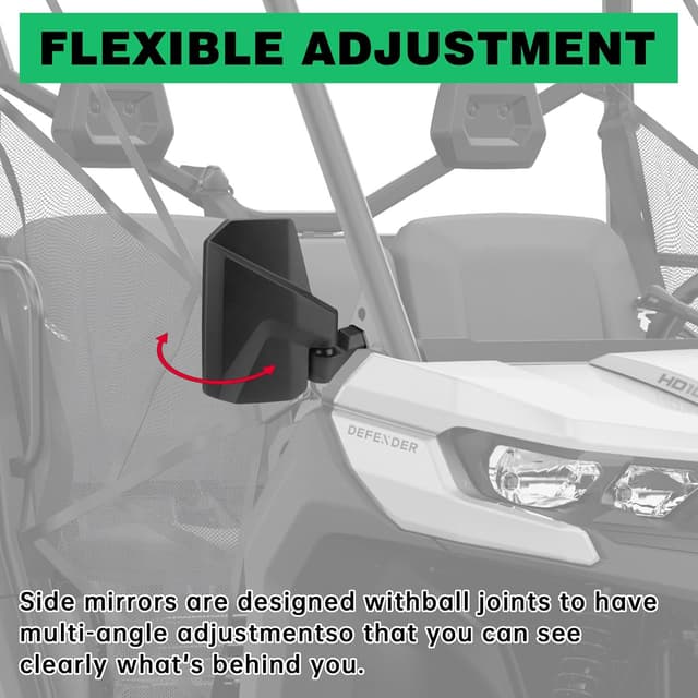 Thumbnail 6 de SHEJISI Defender Side Mirrors with spring-back fold feature for Can-Am Defender HD10/HD9/HD8/HD7/HD5