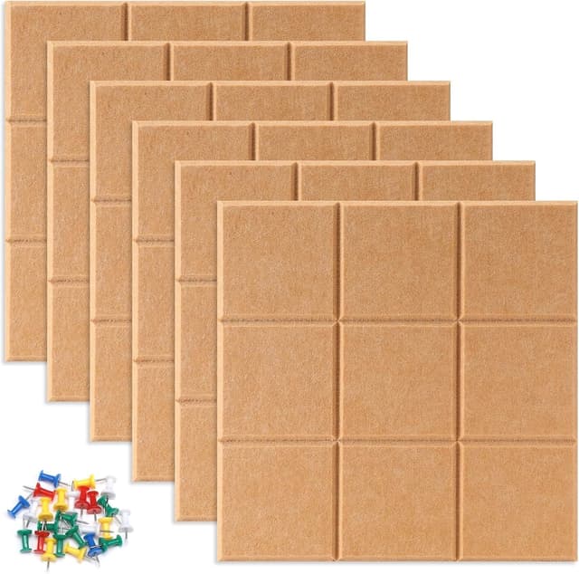 Detalle de Uoisaiko Felt Board Tiles 30×30 cm, Pack of 6
