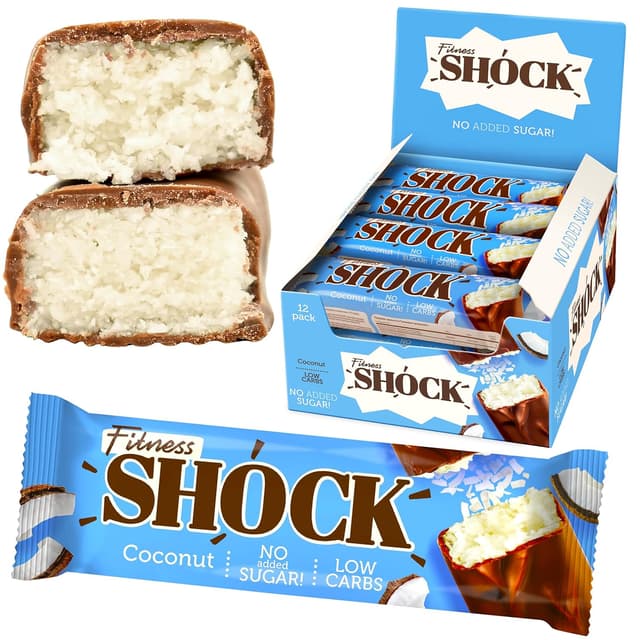 Detalle de FitnesSHOCK Coconut Low Carb Riegel 12x50 g