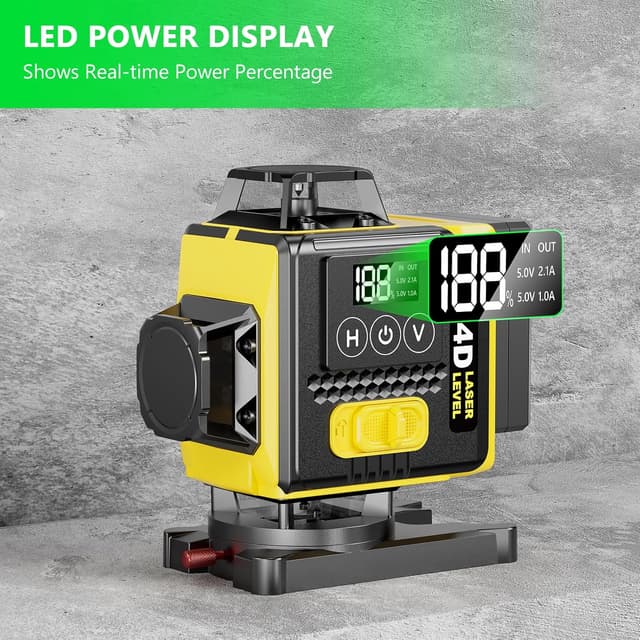 Detalle de Niveau Laser 4D Vert 16 Lignes (4×360°) – Autonivelant avec affichage LED & télécommande