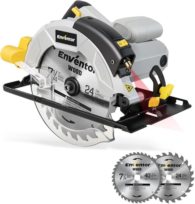 Detalle de Enventor Enventor Circular Saw (1200W) with Laser Guide, 185mm Blades and Adjustable Depth