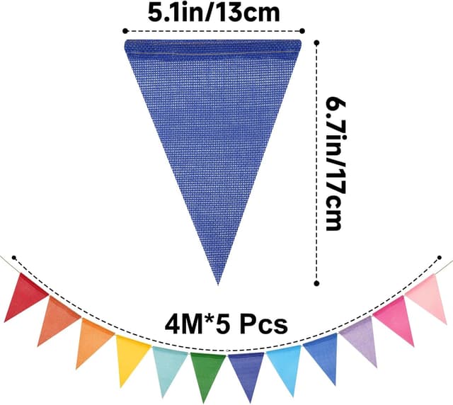 Detalle 2 de G2PLUS 20M Rainbow Burlap Bunting