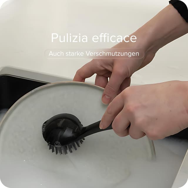 Detalle de Black Sweden Home set 2 spazzole per piatti antibatteriche, setole dure lavabili in lavastoviglie