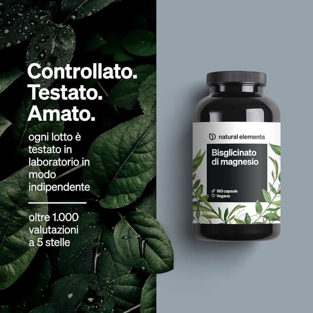 Detalle de Magnesio bisglicinato (300 mg di magnesio elementare per dose giornaliera) – 180 capsule vegane