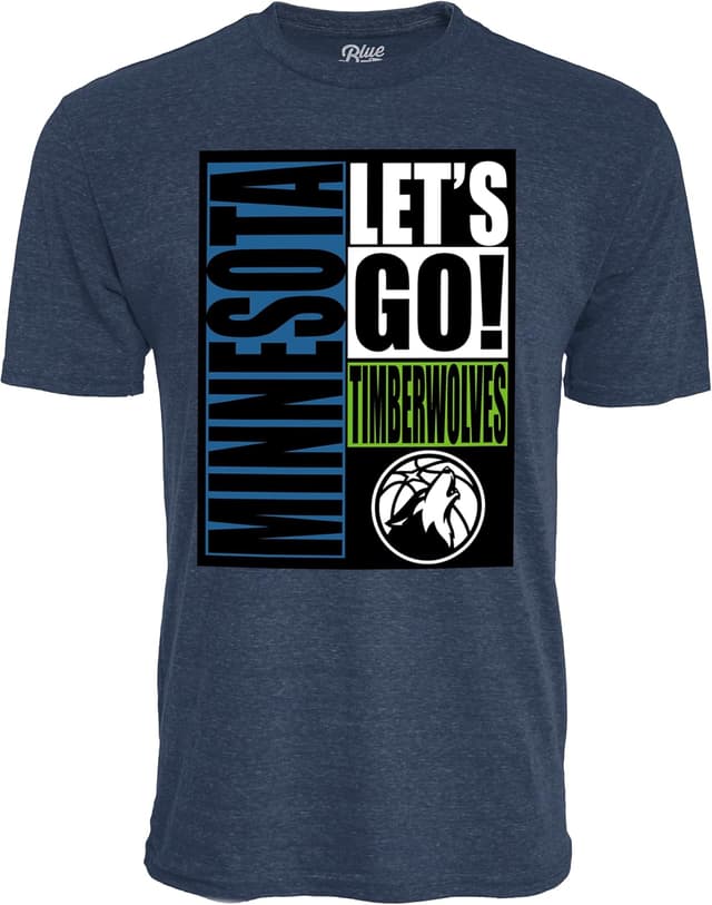 Detalle de Blue 84 Minnesota Timberwolves Tri-Blend Vintage Arch Team T-Shirt (Unisex)