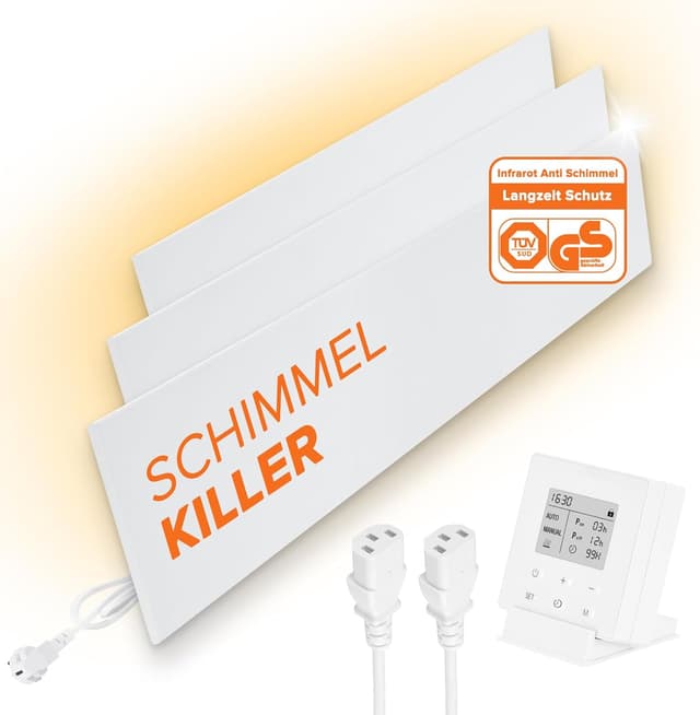 Detalle de Xnature XN-IC60 3er-Set Infrarot Anti-Schimmel-Heizung mit Smart Timer – schimmelfreie Wände & Bad