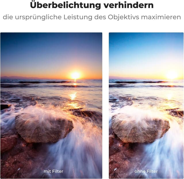 Detalle 2 de K&F CONCEPT ND64 Festfilter 67 mm (Nano-Xcel Serie) – 6 Blendenstufen Graufilter