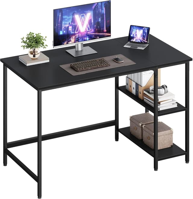 Detalle de VASAGLE Scrivania per computer LWD047B16 120 x 60 cm in nero ebano, tavolo da lavoro stabile per ufficio e casa