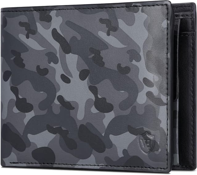 Detalle de VON HEESEN Leder-Geldbörse mit RFID-Schutz (Camouflage Grau) – Echtleder-Portemonnaie