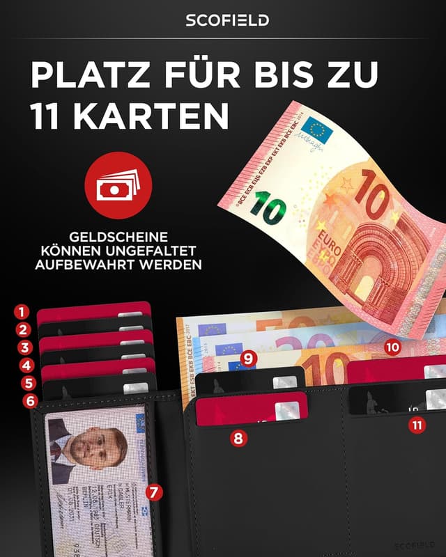 Thumbnail 2 de SF SCOFIELD Slim Wallet Portemonnaie für 9–11 Karten