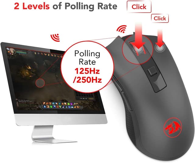 Detalle 2 de Redragon Mouse ottico wireless M652 2,4G con ricevitore USB, 5 DPI e 6 pulsanti