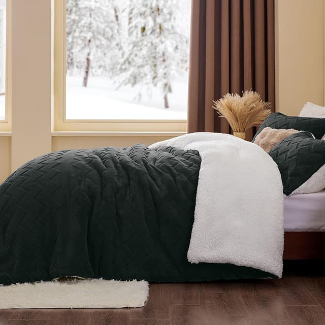 Thumbnail 6 de BEDELITE Fluffy King Comforter Set with Sherpa 3-Piece