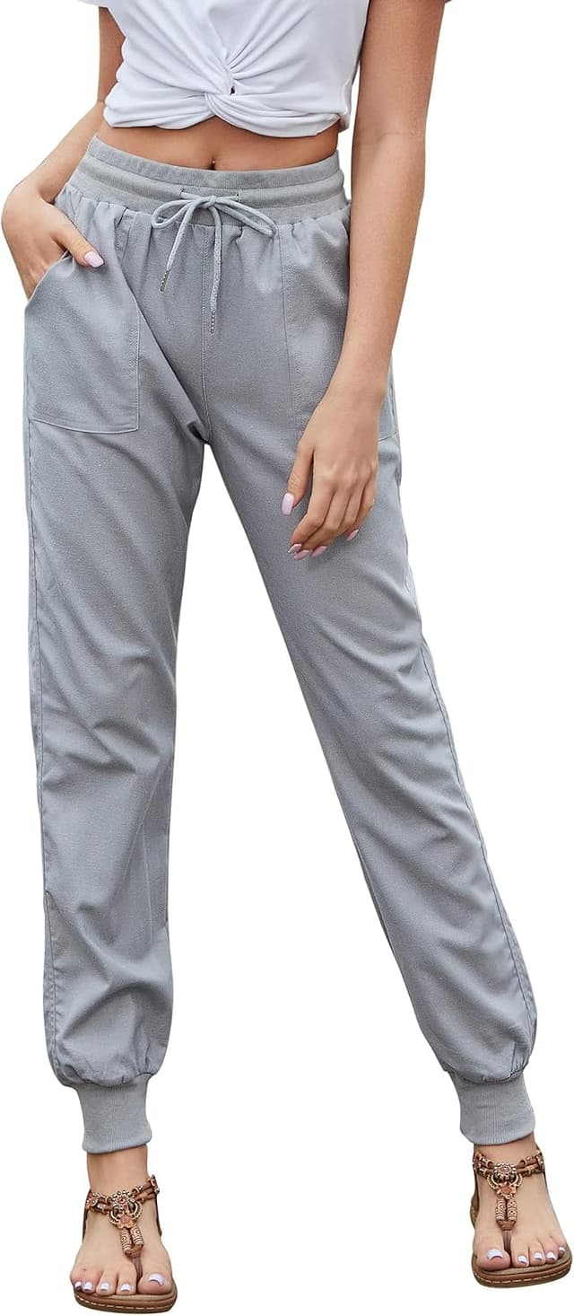 Detalle 2 de Livonmone Damen Sommer Stoffhose mit Stretch