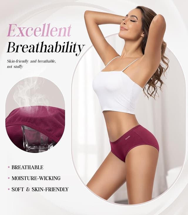 Detalle de TANSTC Damen Hipster-Slips im 6er-Pack aus Baumwolle (95% Baumwolle, 5% Spandex)