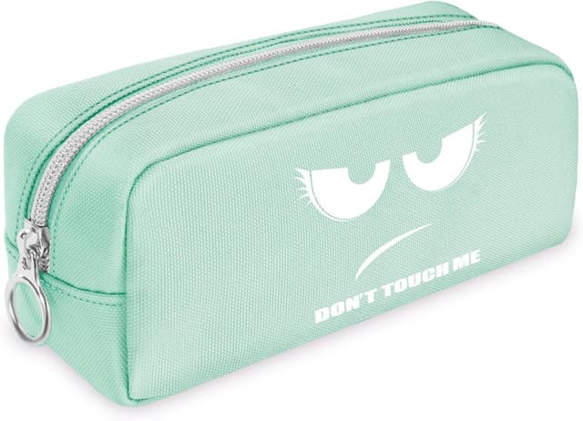Detalle de FINPAC Trousse scolaire à crayons et maquillage Vert (ne pas toucher) — 1 compartiment, polyester résistant