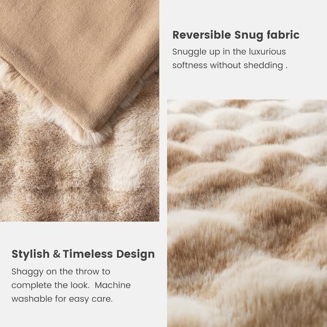 Detalle 2 de Cozy Bliss Bubble Faux Fur Throw 50x60