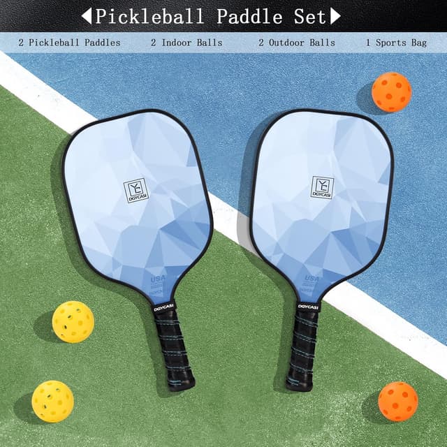 Detalle de YC DGYCASI Pickleball Paddles Set of 2 (2026 USAPA Approved) with Balls & Bag