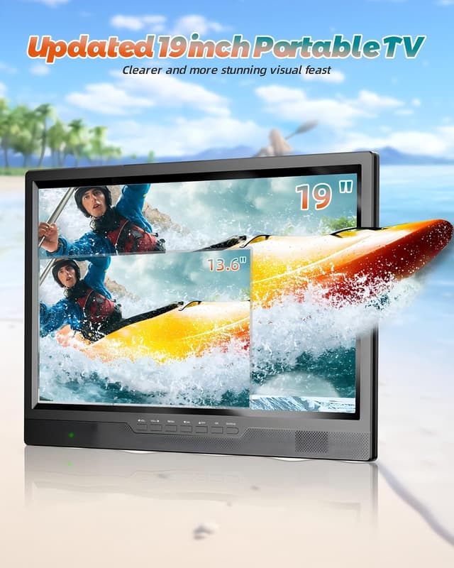 Thumbnail 1 de Desobry 19-inch 1080p Portable TV with built-in rechargeable battery, DVB-T2 and HDMI/USB inputs