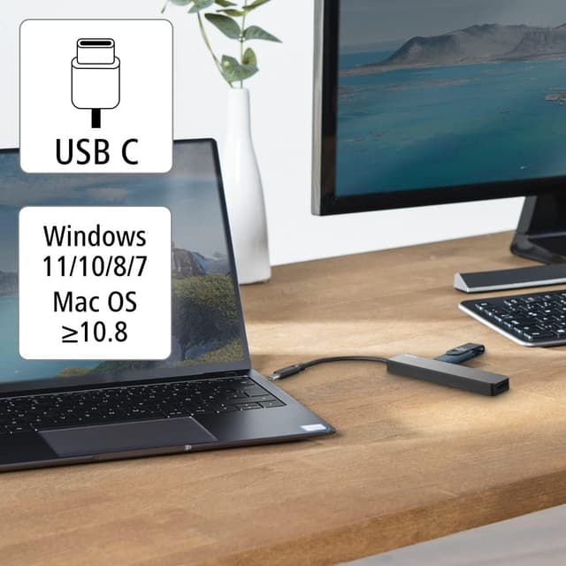 Detalle de Hama Hub USB-C 3.2 Gen 1 con HDMI e 4 porte USB