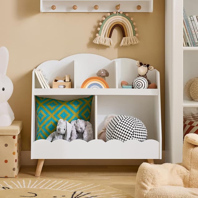 Detalle 2 de SoBuy Bibliothèque Enfant en forme de nuage KMB100-W (5 compartiments ouverts) – 82 x 35 x 76 cm