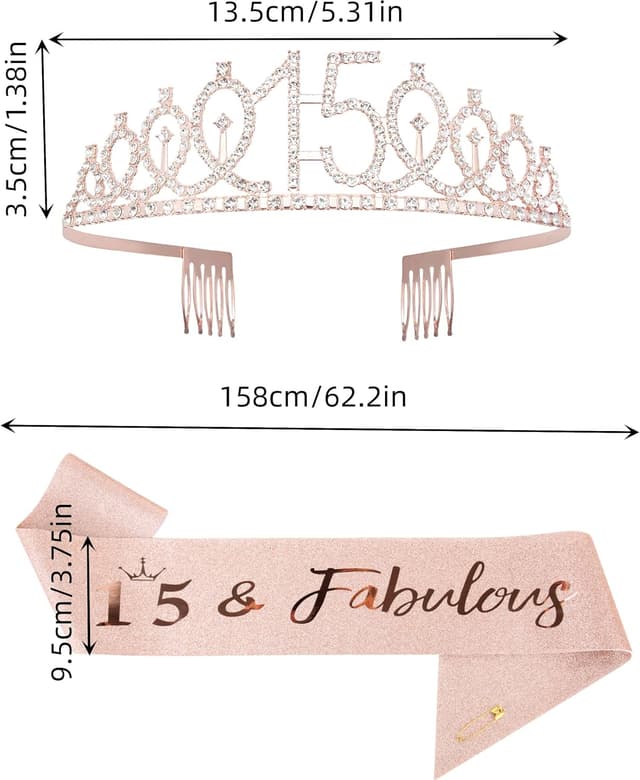 Thumbnail 3 de Mikccer Rose Gold 15th Birthday Sash