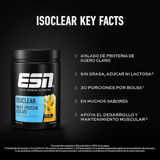 Thumbnail 2 de ESN ISOCLEAR Whey Isolate 908 g — Green Tea Honey 🥤