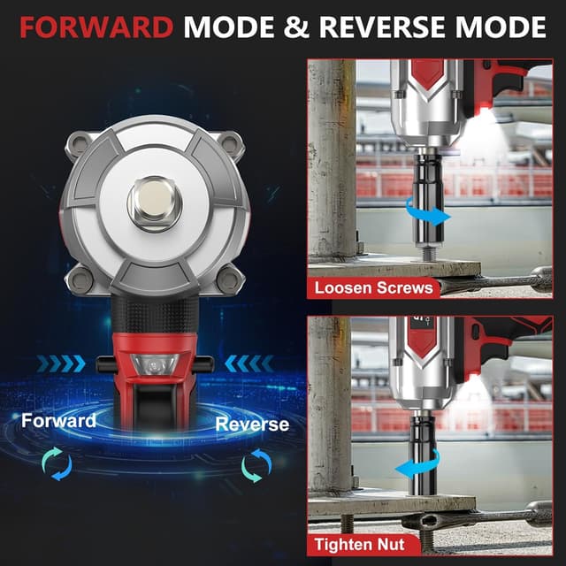 Detalle 2 de Sundpey Cordless Impact Wrench 1200N·m (900Ft-lbs) 1/2in with 2 x 4000mAh batteries