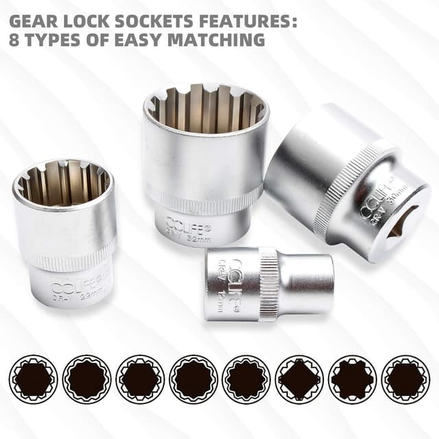 Detalle 2 de CCLIFE Jeu de 19 douilles multidents 1/2" XZN (8 à 32 mm)