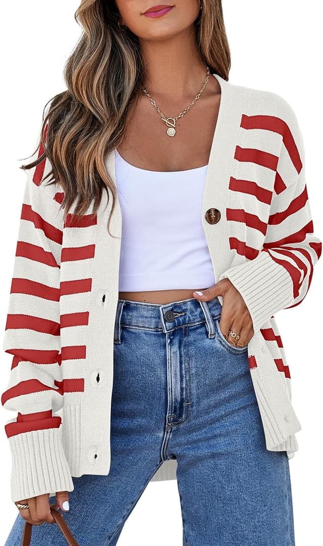 Thumbnail 5 de EVALESS Striped V-Neck Cardigan 2025