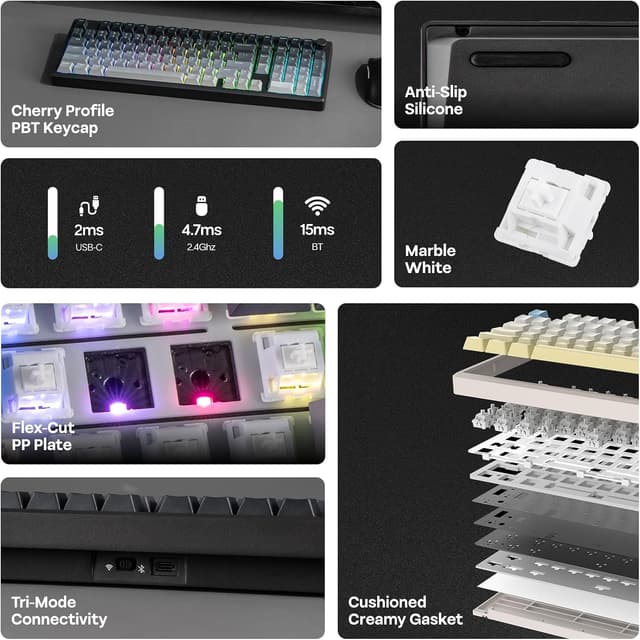 Detalle de EPOMAKER Galaxy100 Lite QMK/VIA Mechanical Keyboard (Aluminum) with 8000mAh Battery, Numeric Keypad