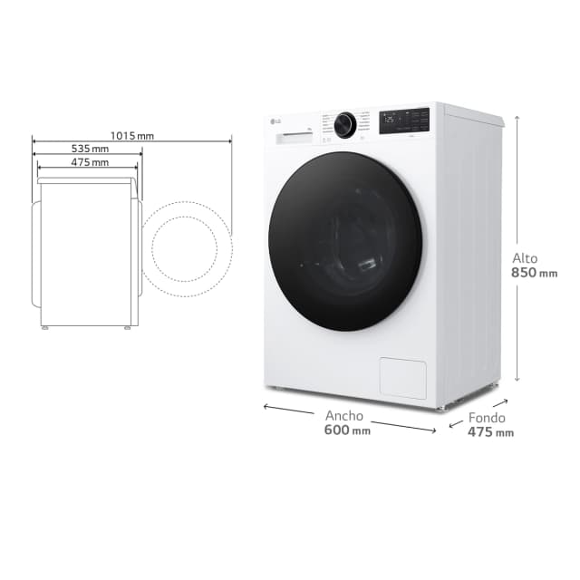 Detalle 2 de LG F2X50S9TLB lavadora 9 kg