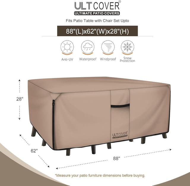 Detalle 2 de ULTCOVER Patio Table Cover 88 x 62 inch
