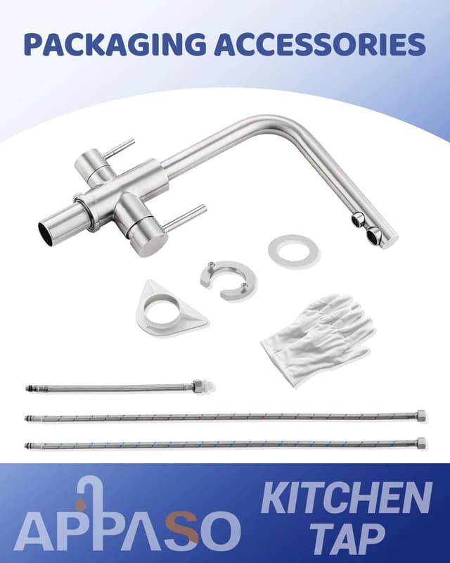 Thumbnail 6 de APPASO Robinet de cuisine 3 voies rotatif à 360° (3 en 1) pour eau filtrée