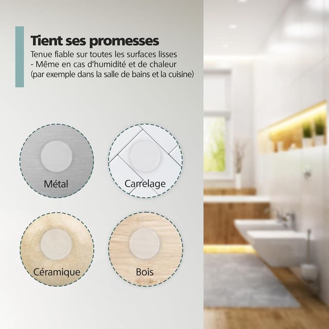 Detalle de virea 12 butoirs de porte transparents auto-adhésifs (21 x 6 mm)