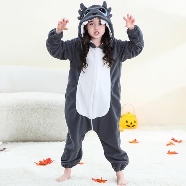 Detalle 2 de CarRivb Kids Onesie Tier-Suit mit Kapuze – Fleece-Hoodie-Overall für Pyjama, Halloween & Weihnachten
