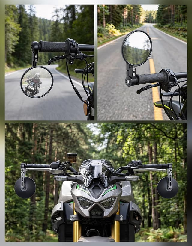 Detalle 2 de Lot de 2 rétroviseurs moto KEMIMOTO CNC homologués E24, pivotants 360° pour guidon 22 mm