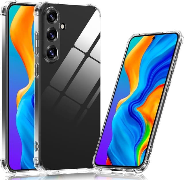 Detalle de LeYi clear slim silicone phone case for Samsung Galaxy S25 Plus/S25+ with reinforced corners