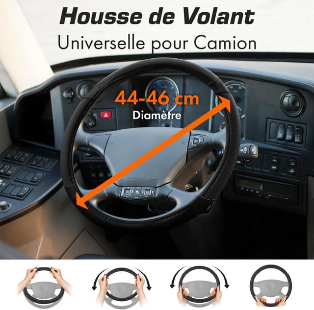 Thumbnail 3 de Upgrade4cars Couvre Volant Camion 44-46 cm Noir đźšš