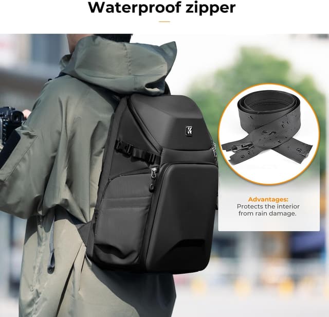 Detalle de K&F Concept 20 L Camera Backpack for DSLR/SLR/Mirrorless (water-resistant hardshell, tripod holder)