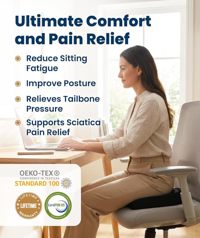 Thumbnail 1 de Everlasting Comfort Memory Foam Seat Cushion for Sciatica