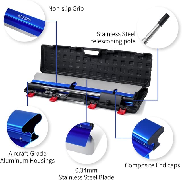 Detalle 2 de KEZERS Flächenspachtel Set (5-teilig) inkl. Teleskopstange, Koffer & ergonomischem Griff für Wände und Decken
