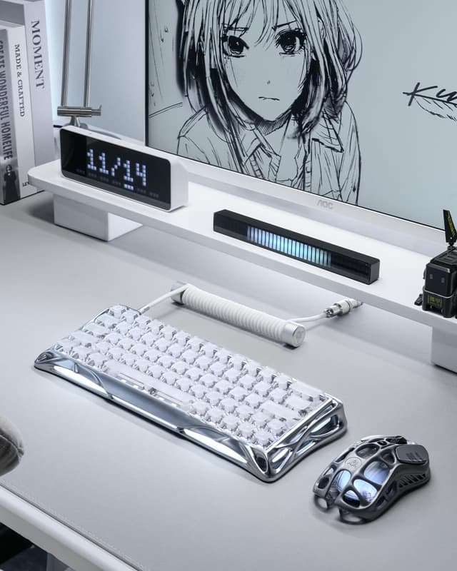 Detalle 2 de GravaStar Mercury V60 Pro 60% Hall-Effect Gaming-Tastatur (V60 Pro) mit 8.000 Hz Rapid Trigger und 0,005 mm Aktivierung, Silver Frost