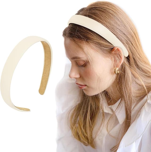 LOPHE bandeau femme en cuir PU blanc classique, large anti-glisse