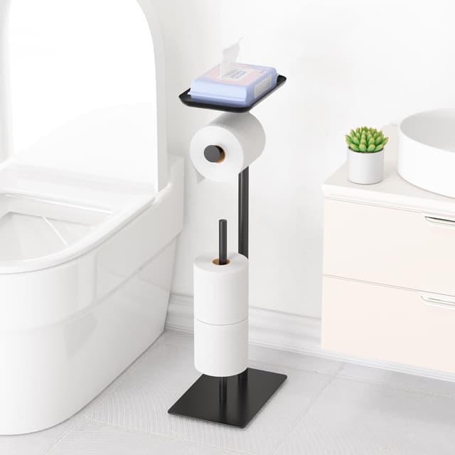 Detalle de Portarotolo carta igienica da terra in acciaio inox con ripiano superiore e spazio per 4 rotoli