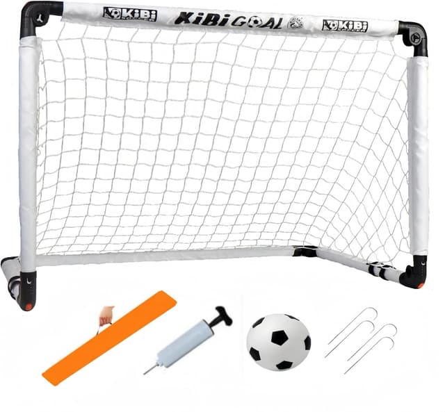 Detalle de KiBiGOAL foldable kids football goal set (indoor & outdoor) with pump, carry bag and No. 3 ball