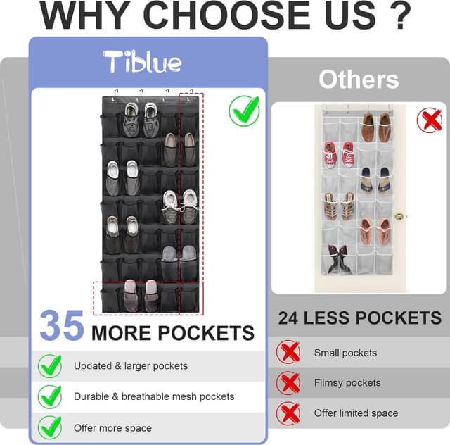 Thumbnail 5 de Over the Door Shoe Organizer 67.7" × 26.4"